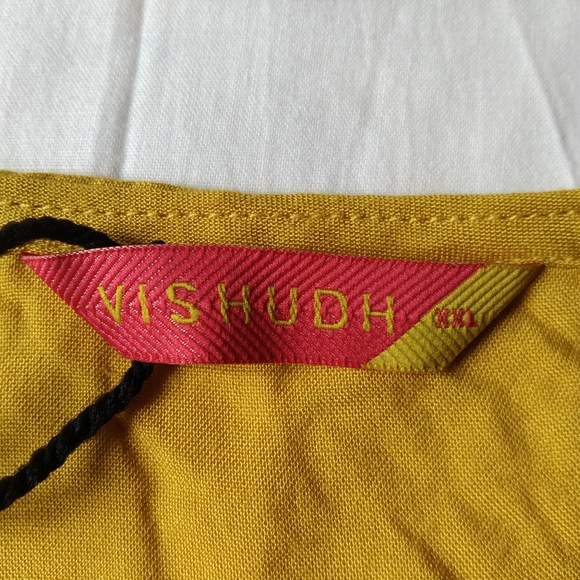 VISHUDH Yellow Bandhani printed Kurtha for Woman with keyhole neck - Picture 4 of 8